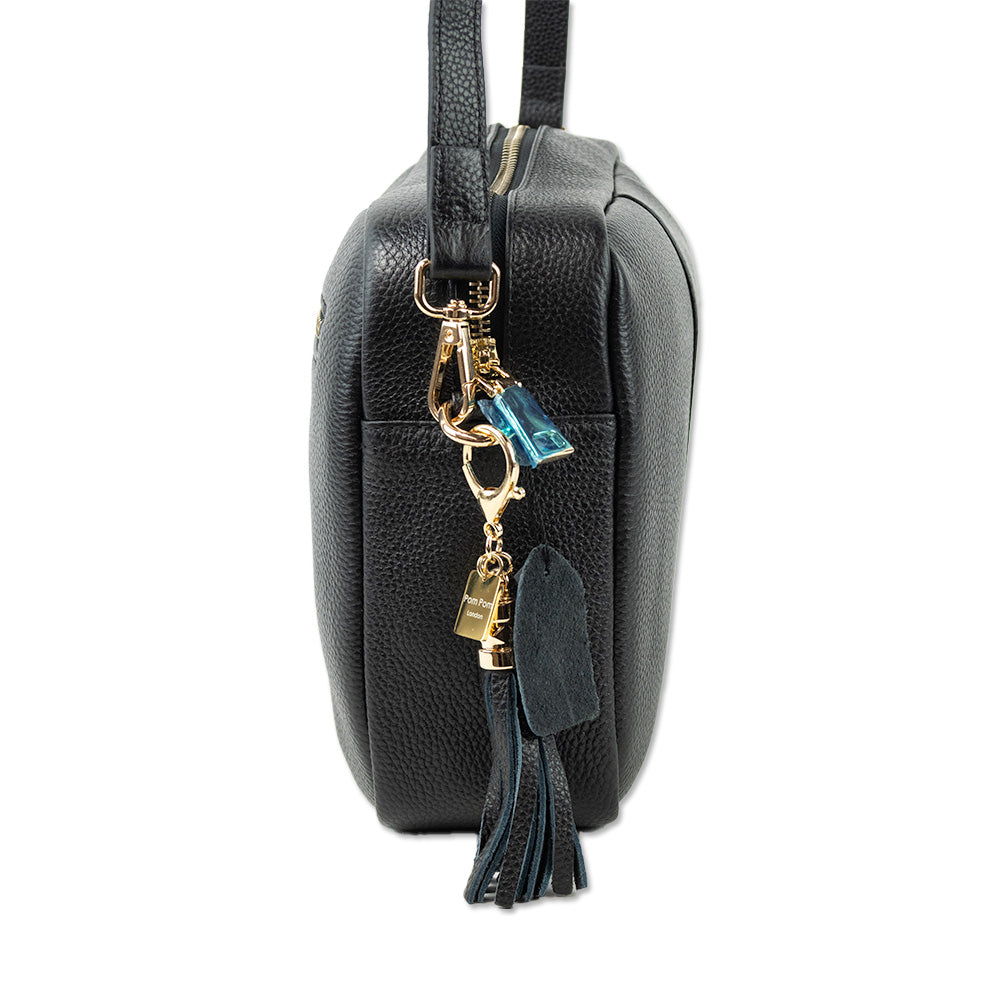 Pom Pom London Black Leather City Bag