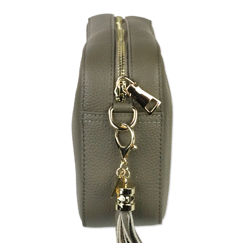 Pom Pom 'The London City' Taupe Leather Crossbody Bag