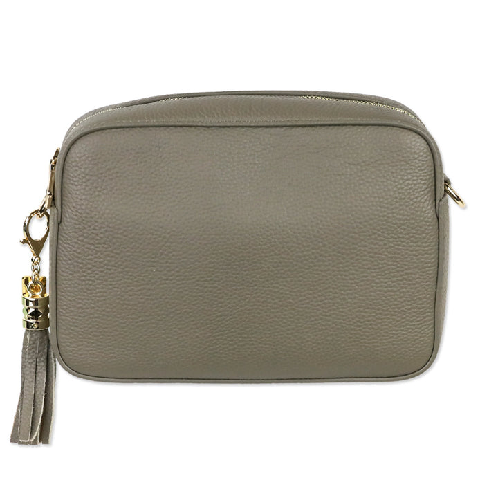Pom Pom 'The London City' Taupe Leather Crossbody Bag