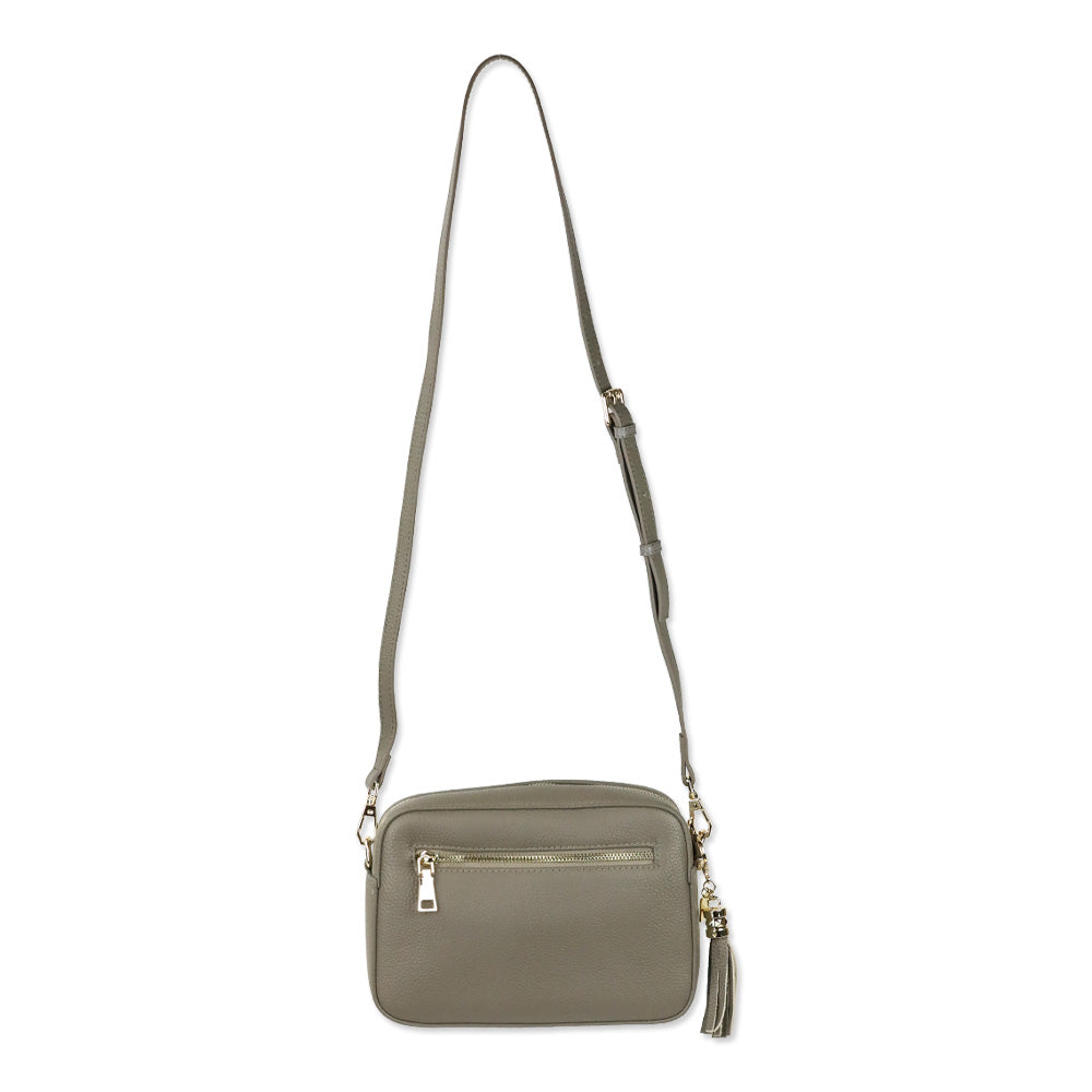 Pom Pom 'The London City' Taupe Leather Crossbody Bag