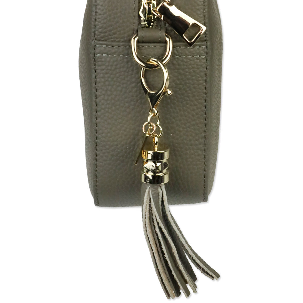 Pom Pom 'The London City' Taupe Leather Crossbody Bag