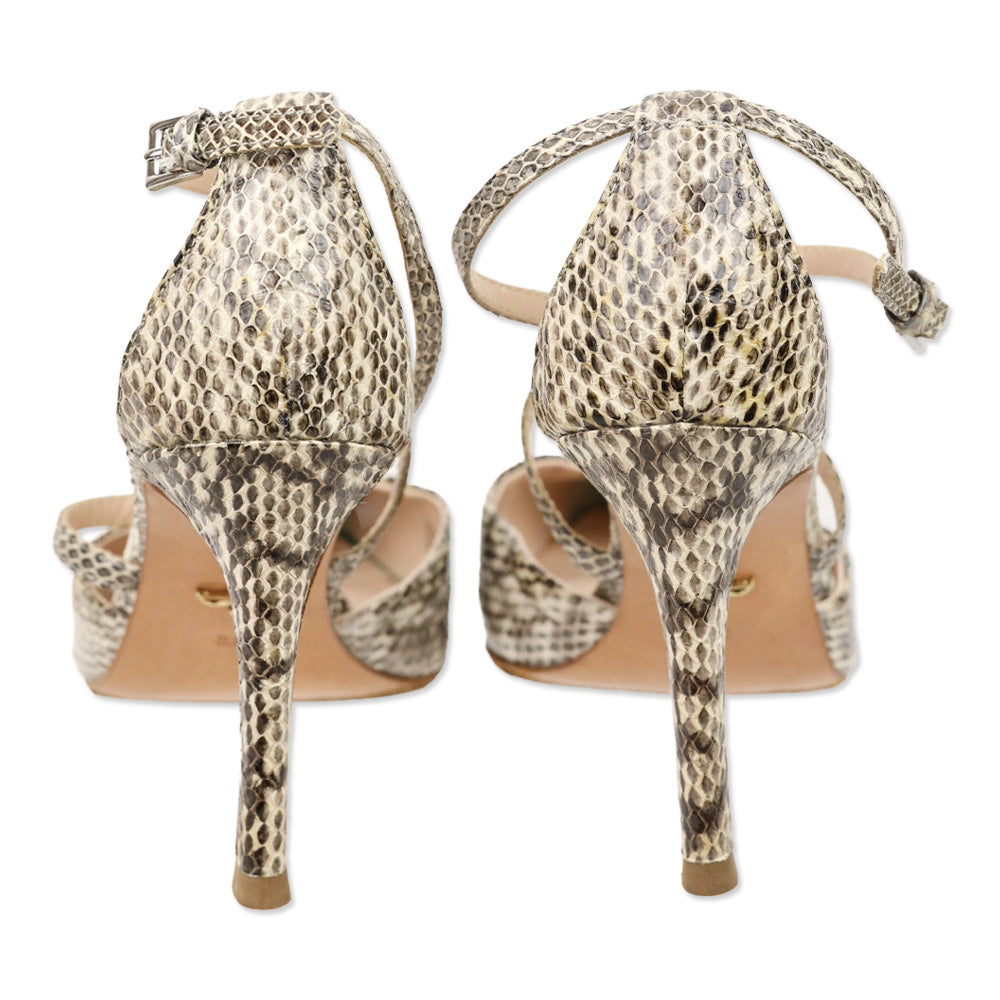 Pour La Victoire Cheyenne Snakeskin Leather Ankle-Strap D'Orsay Pumps