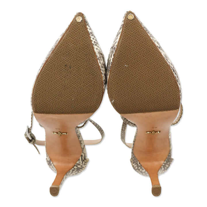 Pour La Victoire Cheyenne Snakeskin Leather Ankle-Strap D'Orsay Pumps