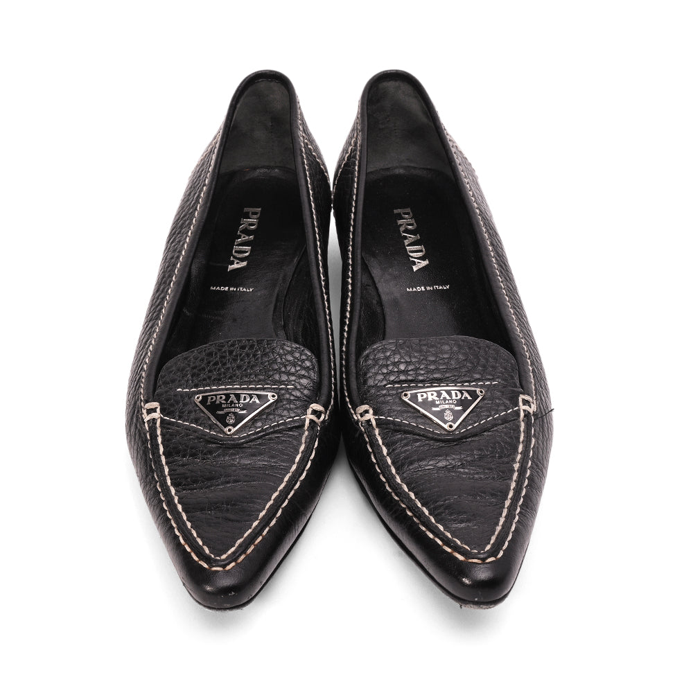 Prada Black Vintage Logo Loafers