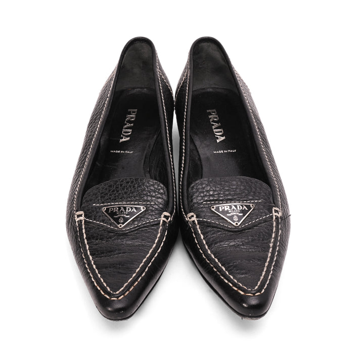 Prada Black Vintage Logo Loafers