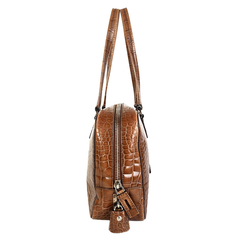 Prada Stampata Cocco Bauletto Bag | DBLTKE Luxury Consignment Boutique
