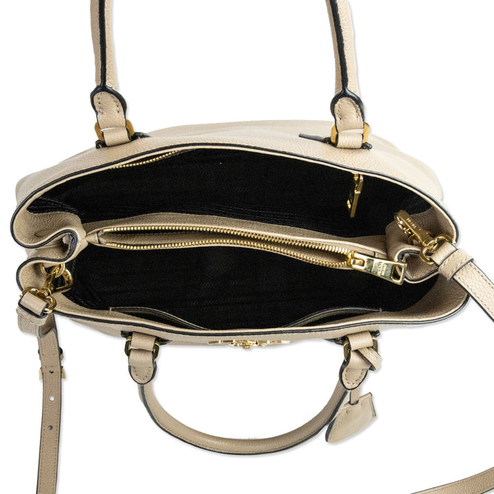 Prada Beige Vitello Phenix Top Handle Bag