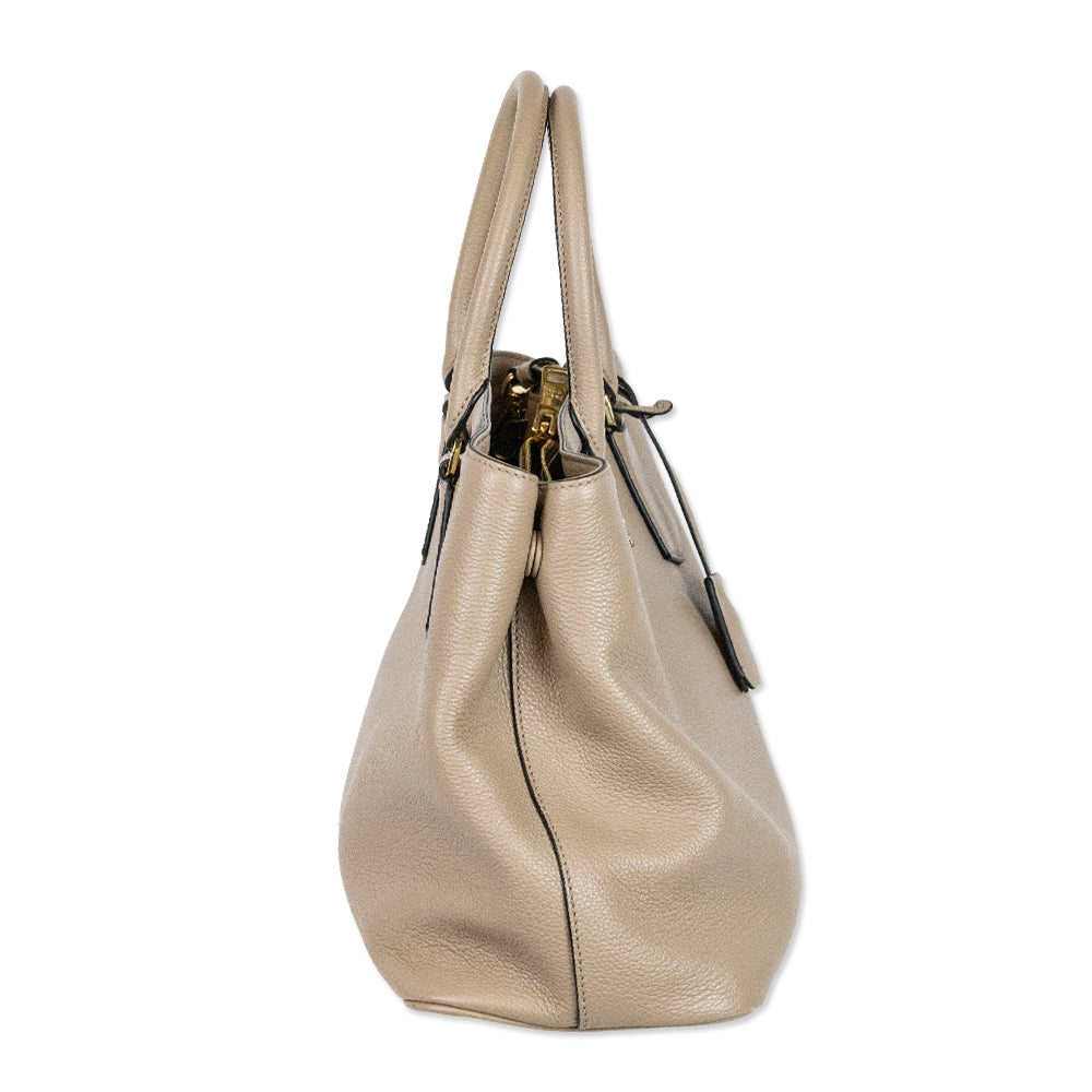 Prada Beige Vitello Phenix Top Handle Bag