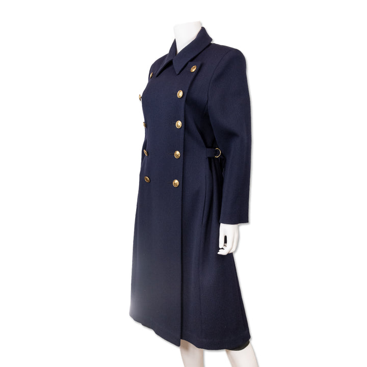 Christian Dior Navy Trench Coat with Gold Buttons