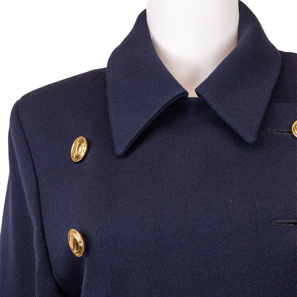 Christian Dior Navy Trench Coat with Gold Buttons