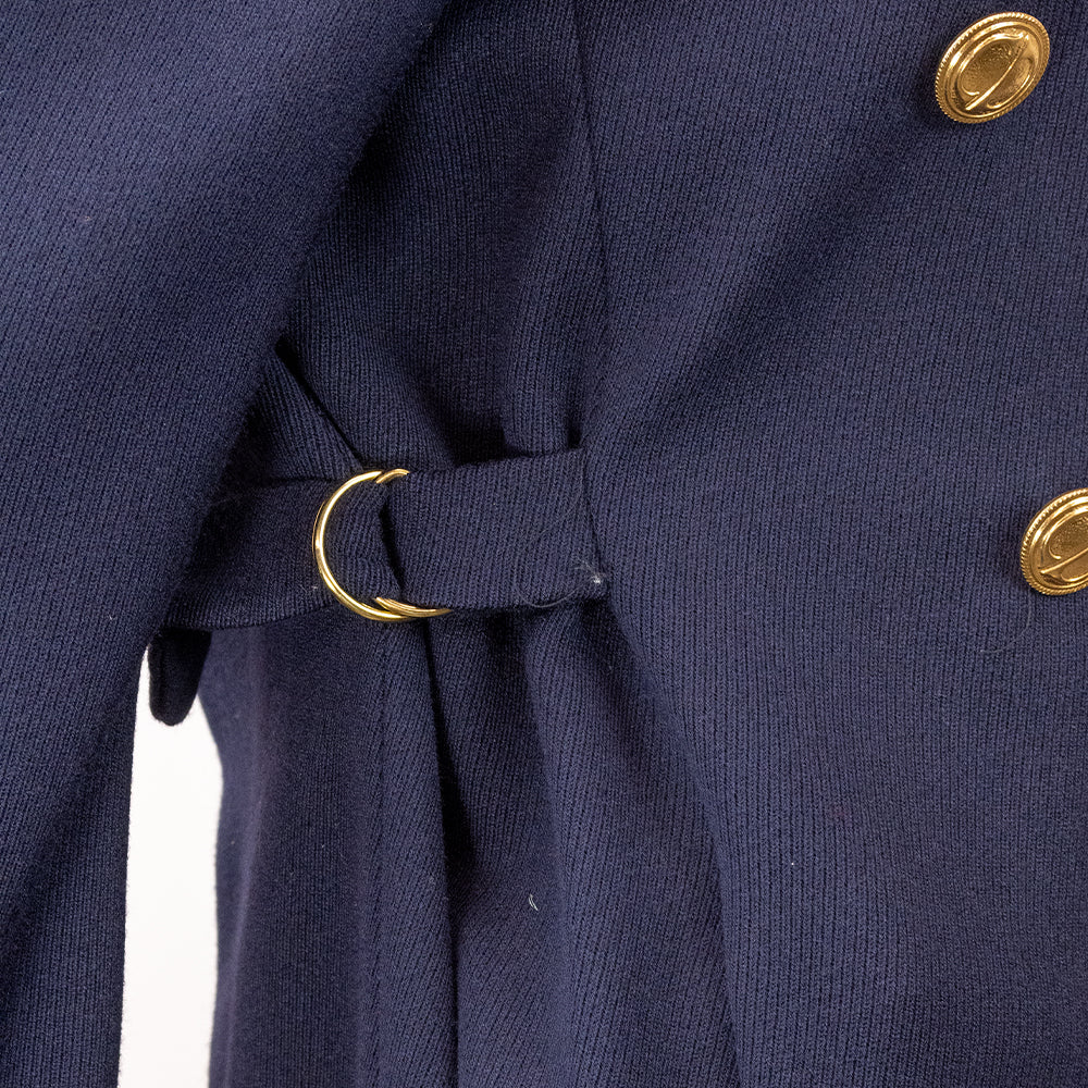 Christian Dior Navy Trench Coat with Gold Buttons