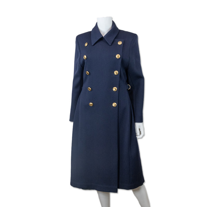 Christian Dior Navy Trench Coat with Gold Buttons