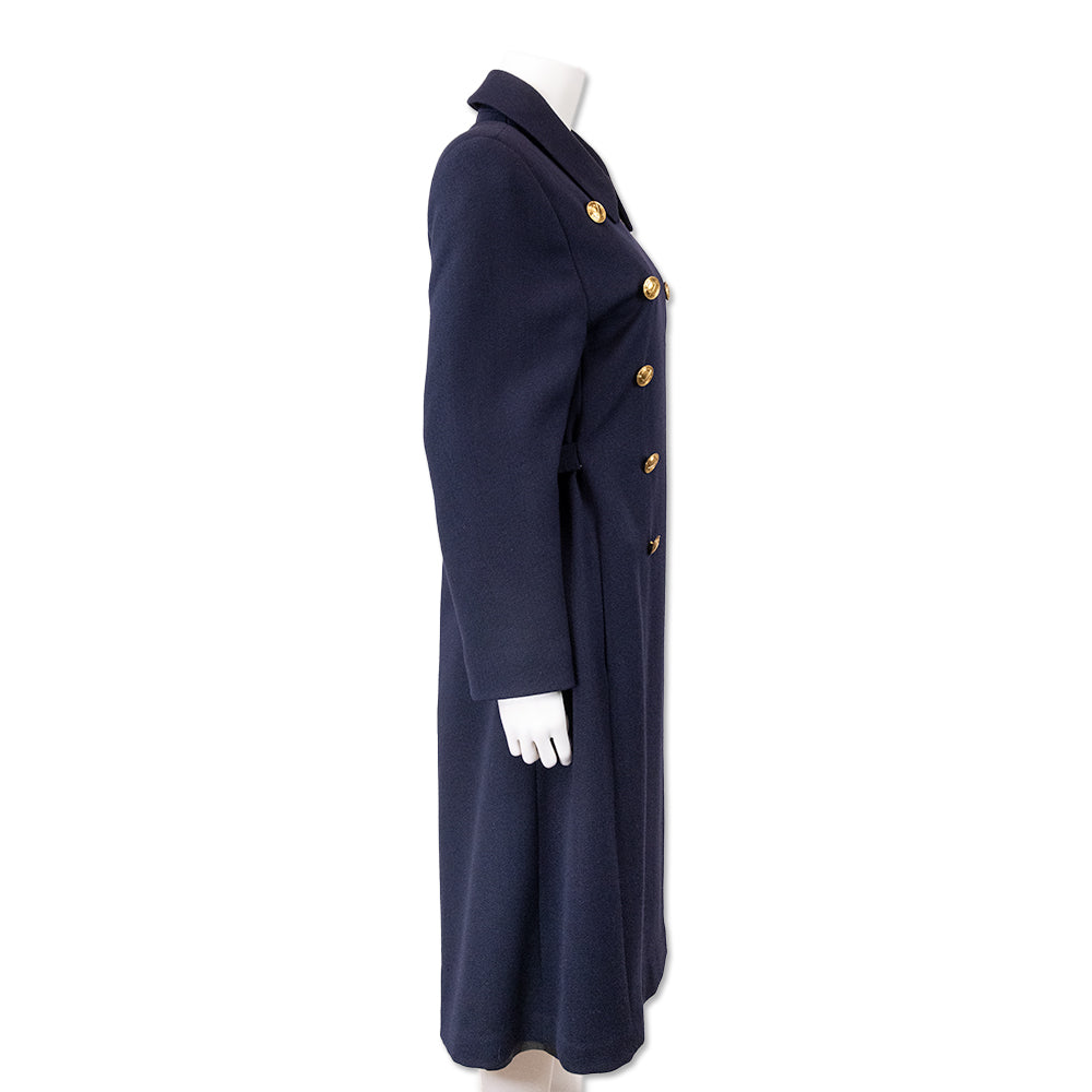 Christian Dior Navy Trench Coat with Gold Buttons