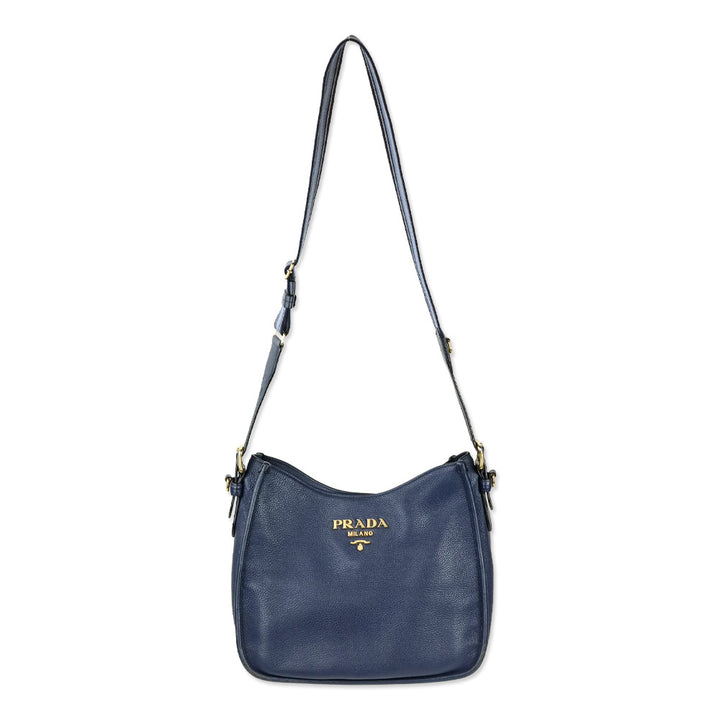 Prada Baltico Leather Vitello Daino Hobo Messenger Bag