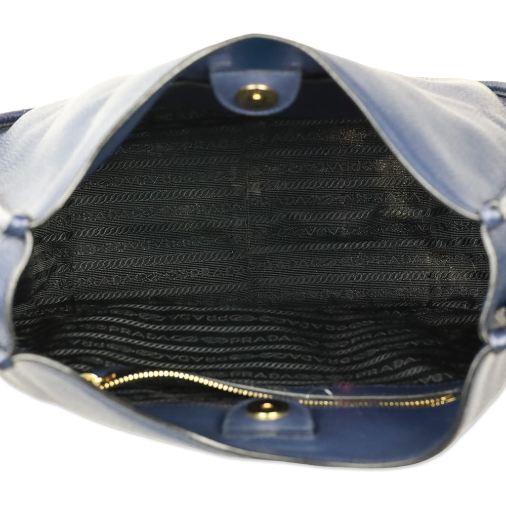 Prada Baltico Leather Vitello Daino Hobo Messenger Bag
