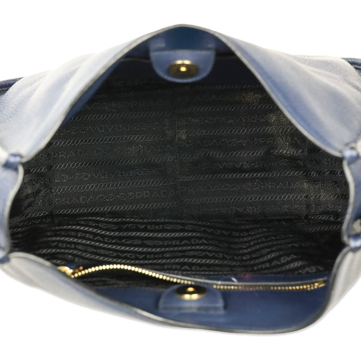 Prada Baltico Leather Vitello Daino Hobo Messenger Bag