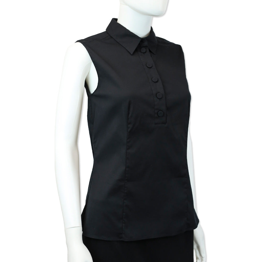 Prada Black Sleeveless Reversible Button-Up Top