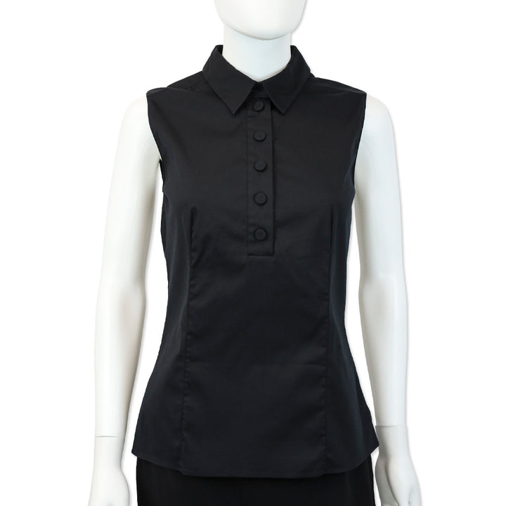 Prada Black Sleeveless Reversible Button-Up Top