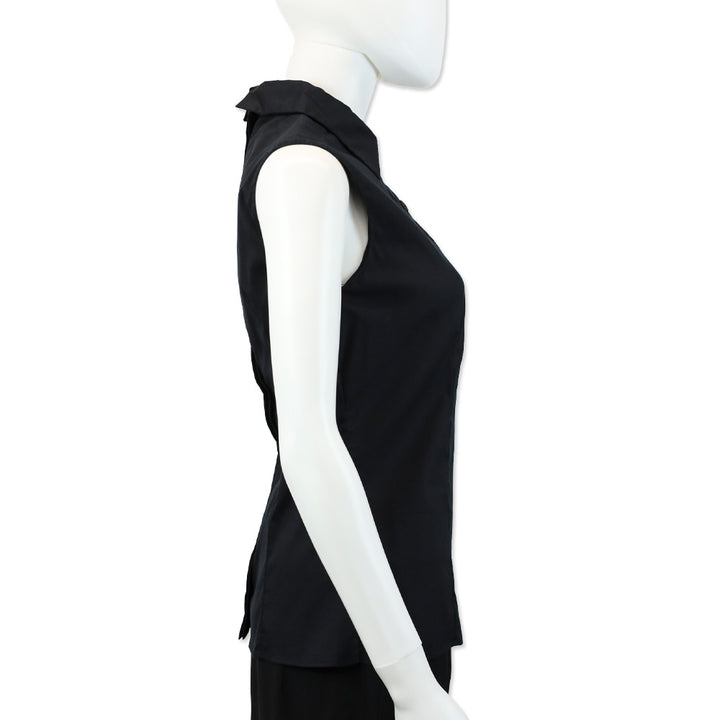 Prada Black Sleeveless Reversible Button-Up Top