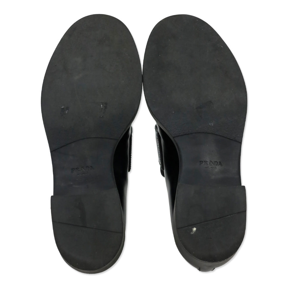 Prada Black Chocolate Brushed Leather Loafers