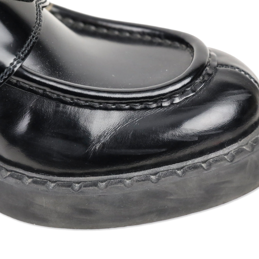 Prada Black Chocolate Brushed Leather Loafers