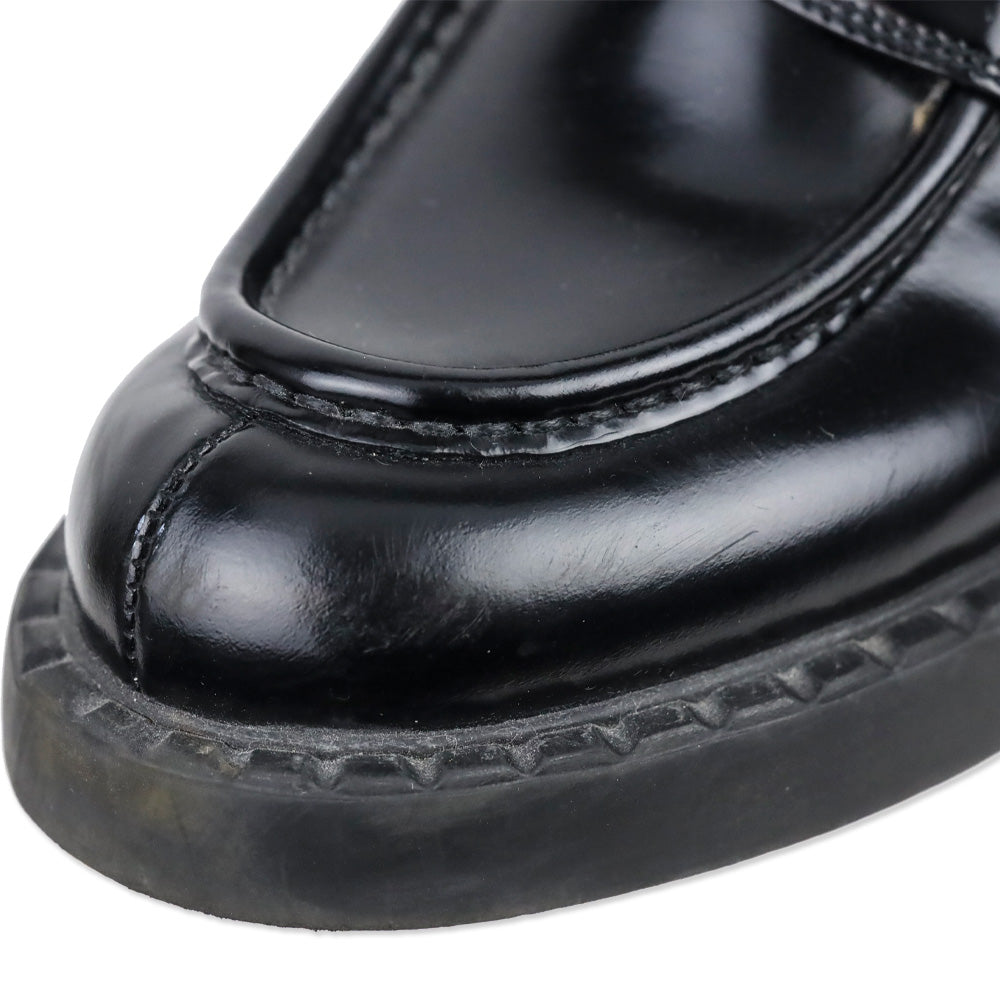 Prada Black Chocolate Brushed Leather Loafers