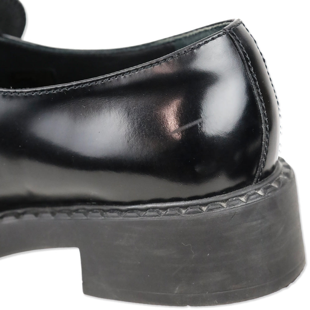 Prada Black Chocolate Brushed Leather Loafers