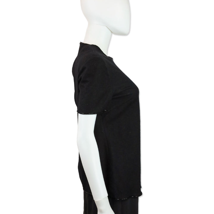 Prada Black Felted Wool Beaded Trim Shirt