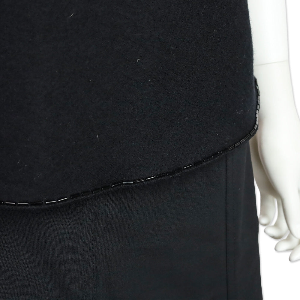 Prada Black Felted Wool Beaded Trim Shirt