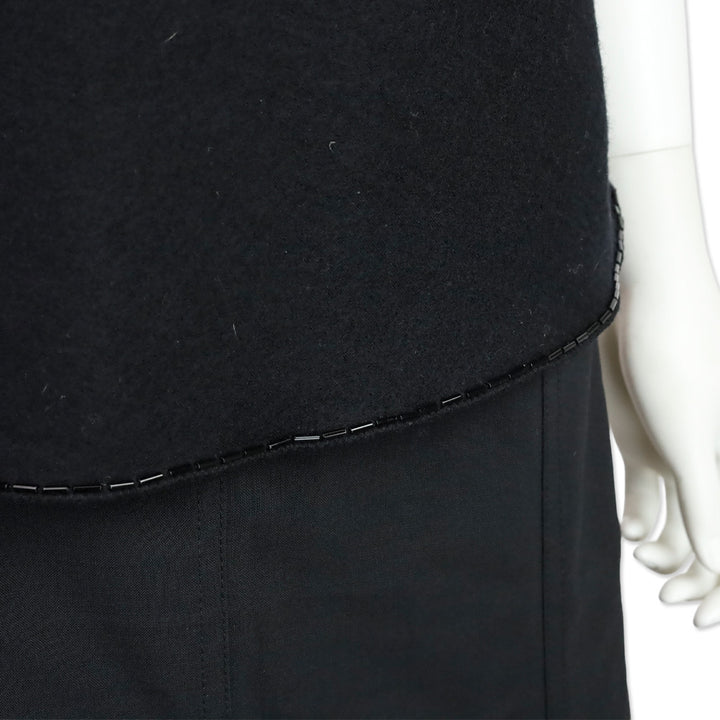 Prada Black Felted Wool Beaded Trim Shirt
