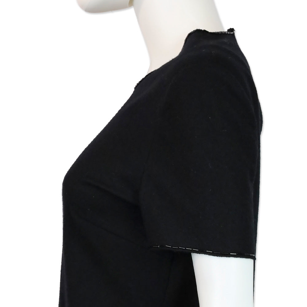 Prada Black Felted Wool Beaded Trim Shirt