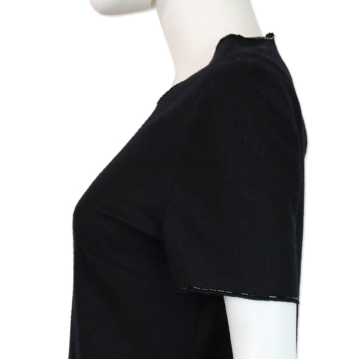 Prada Black Felted Wool Beaded Trim Shirt