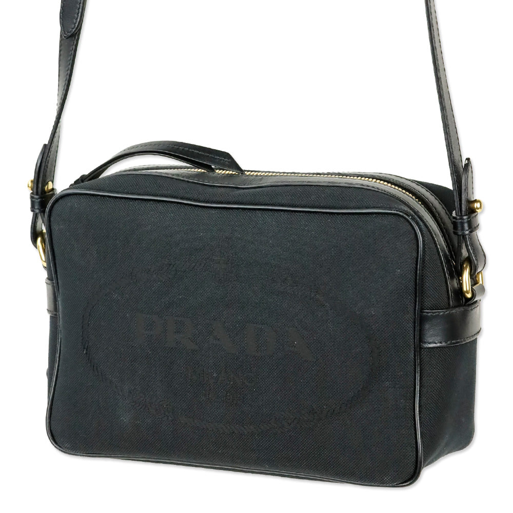 Prada Black Jacquard Canvas Camera Bag