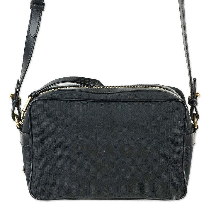 Prada Black Jacquard Canvas Camera Bag