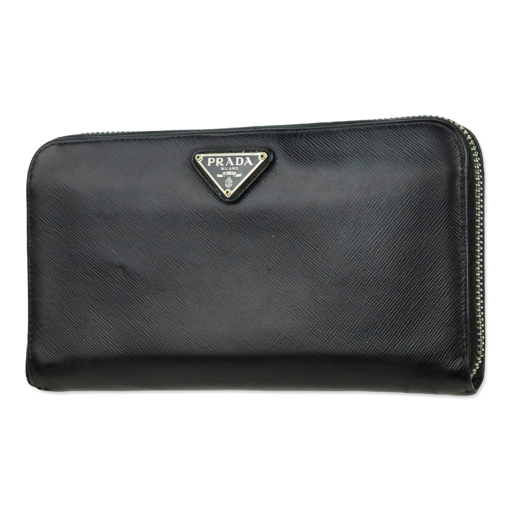 Prada Black Large Saffiano Leather Wallet