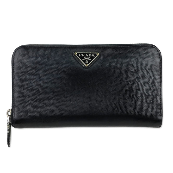 Prada Black Large Saffiano Leather Wallet
