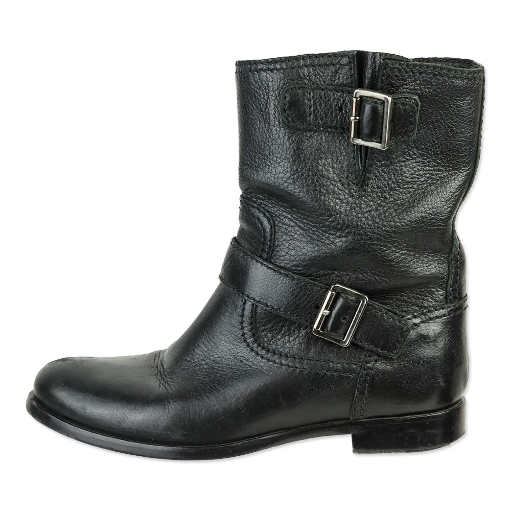 Prada Black Leather Engineer Boots
