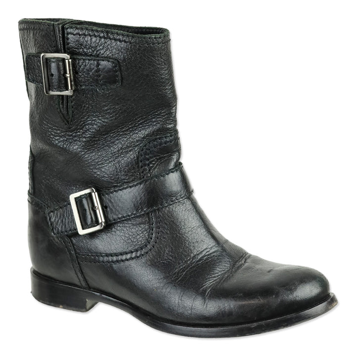 Prada Black Leather Engineer Boots