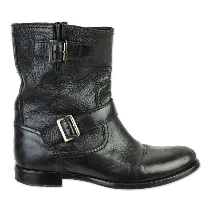 Prada Black Leather Engineer Boots