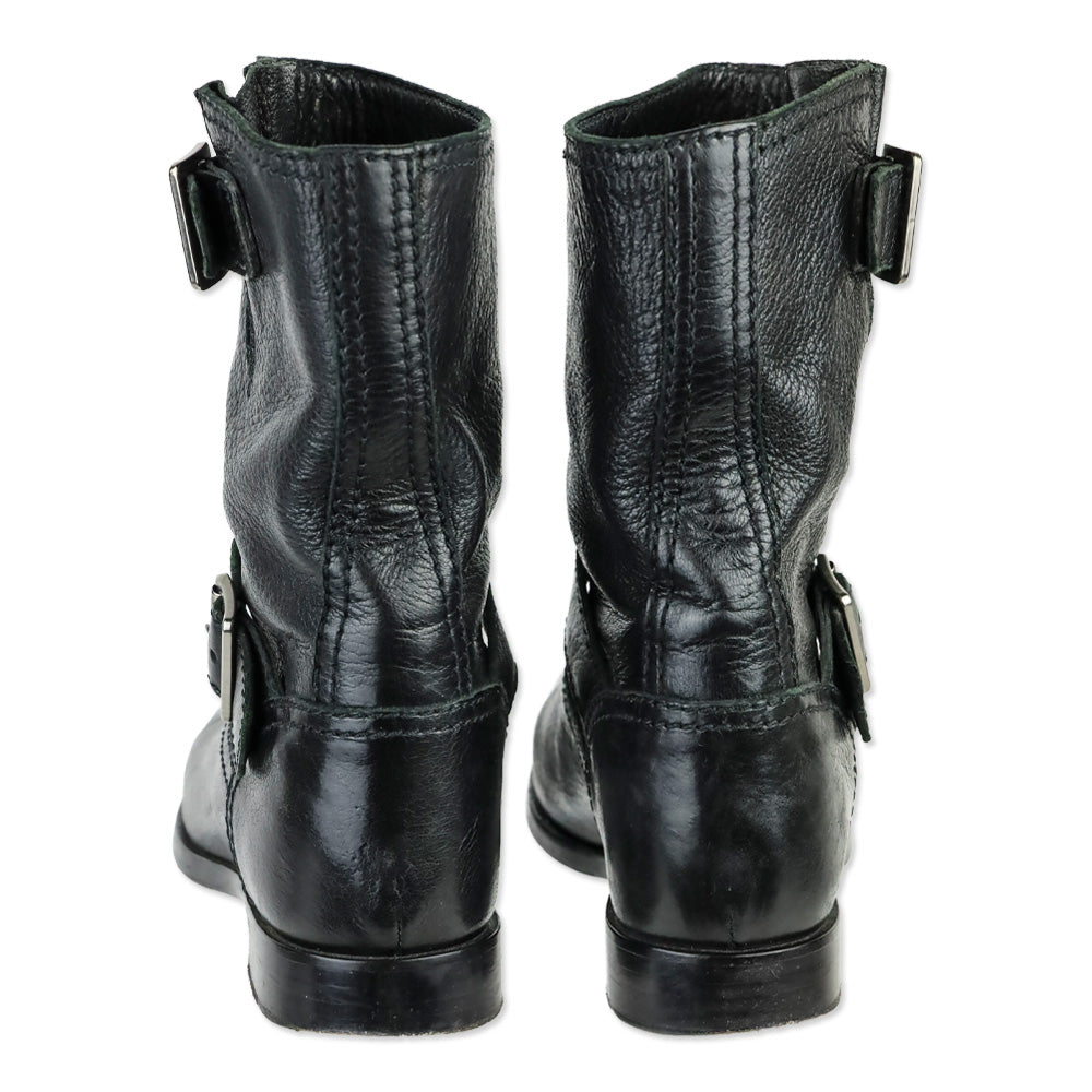 Prada Black Leather Engineer Boots