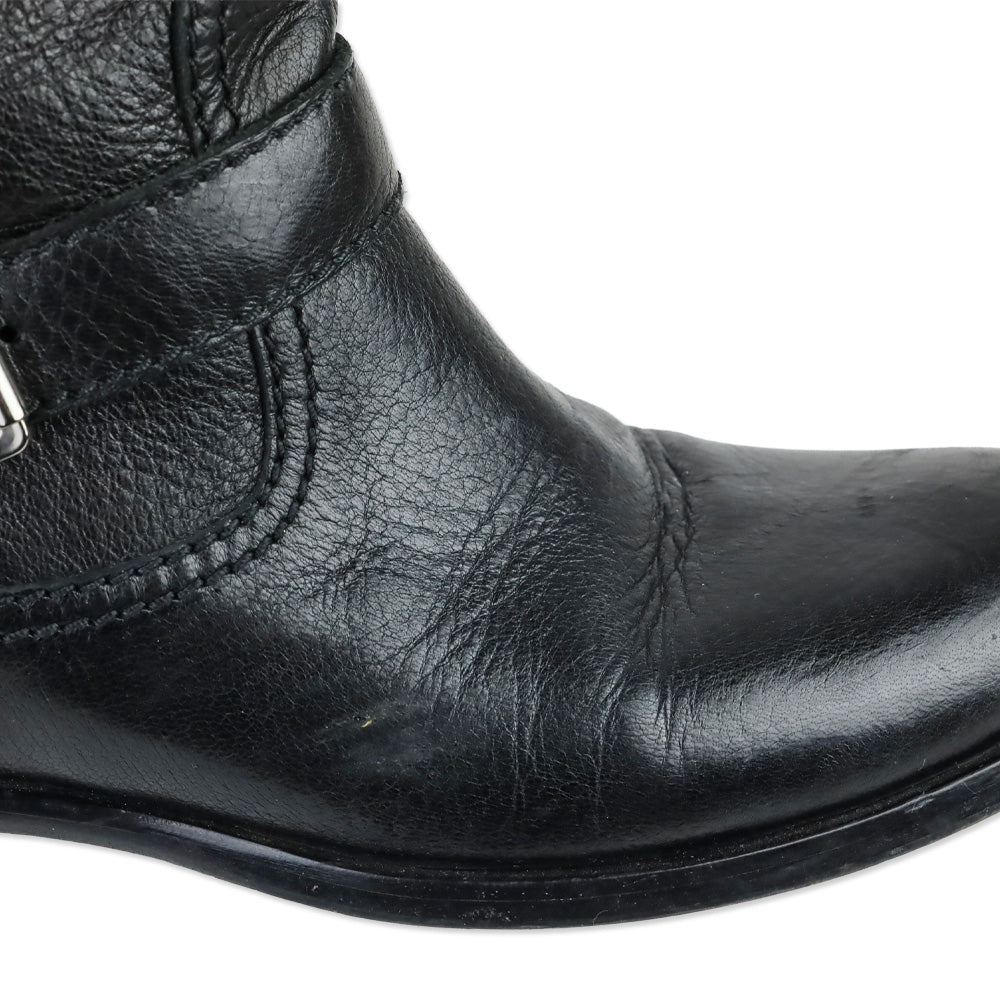 Prada Black Leather Engineer Boots