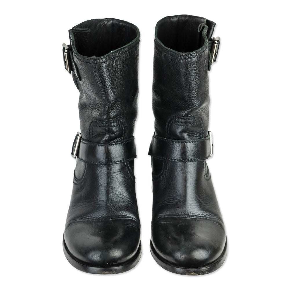 Prada Black Leather Engineer Boots