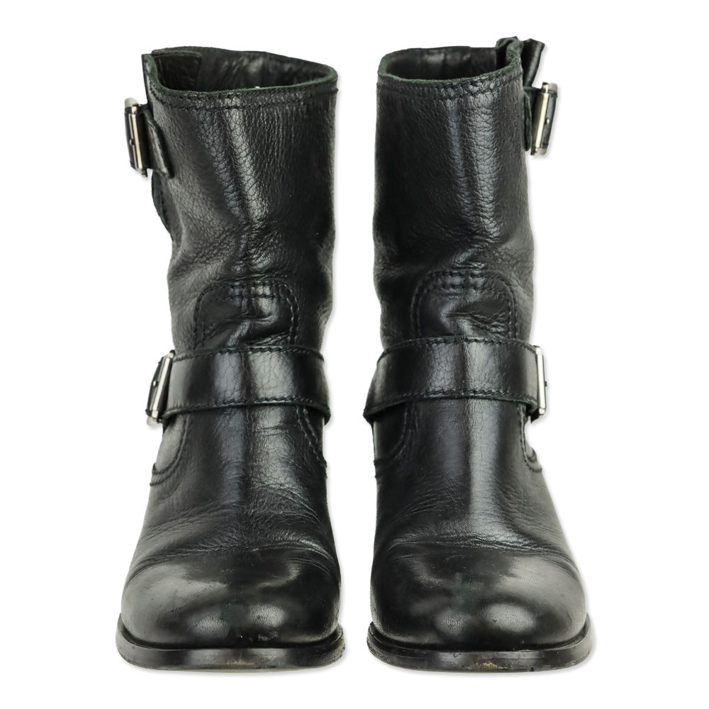 Prada Black Leather Engineer Boots