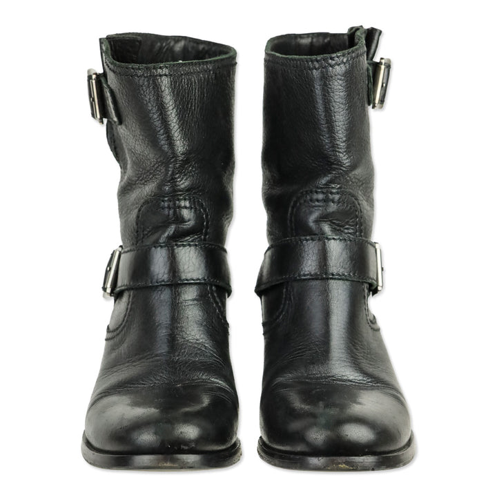 Prada Black Leather Engineer Boots