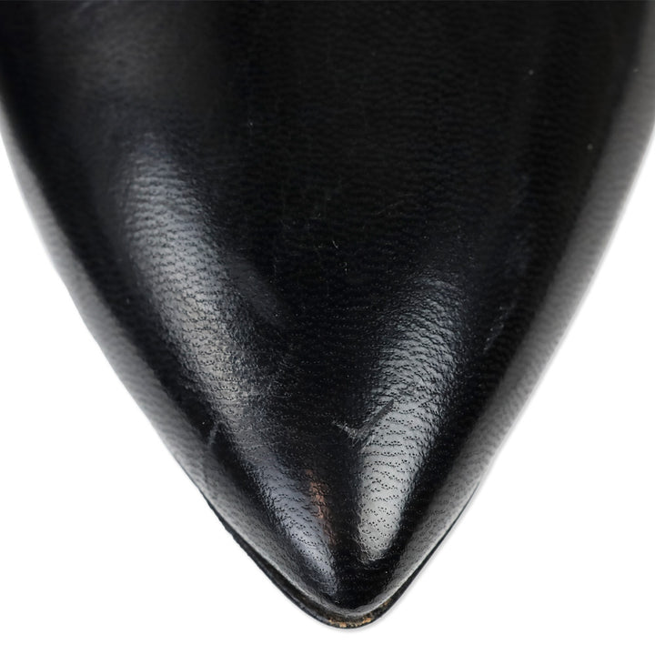 Prada Black Leather Pointed Toe Over-the-Knee Heeled Boots