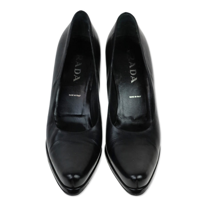 Prada Black Leather Pointed Toe Pumps