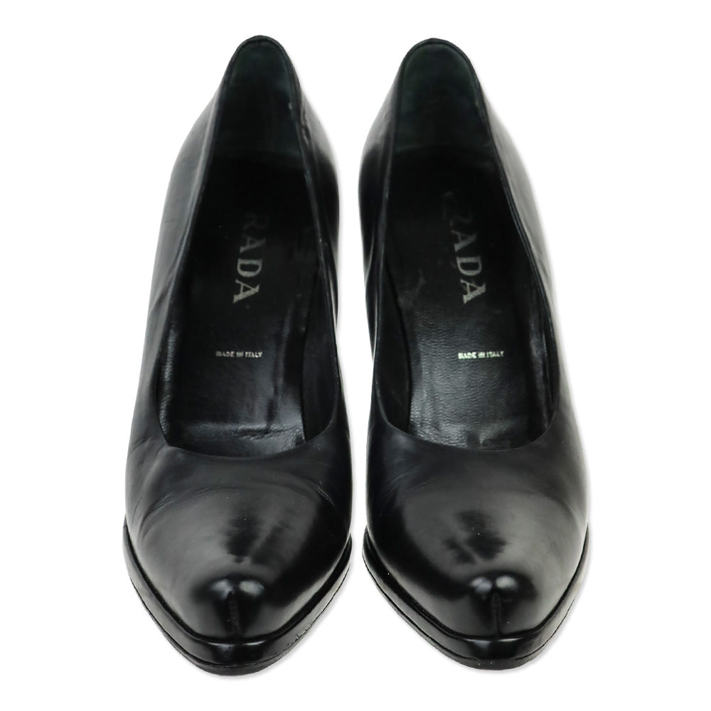Prada Black Leather Pointed Toe Pumps