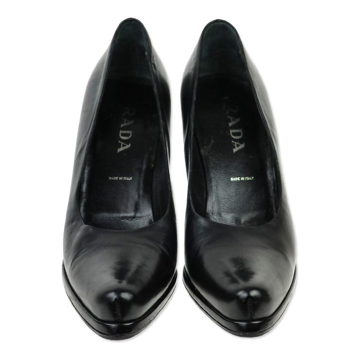 Prada Black Leather Pointed Toe Pumps