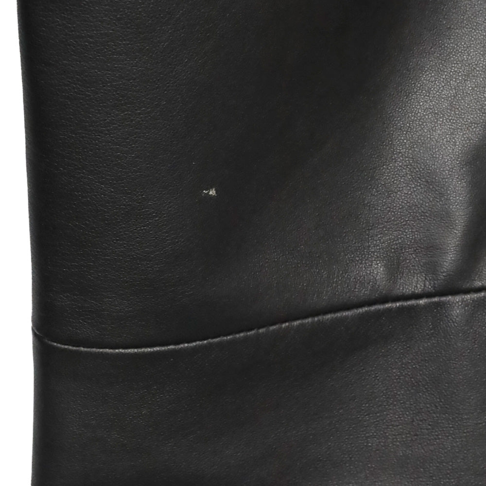 Prada Black Mid-Rise Skinny Leather Pants with Ribbon Trim
