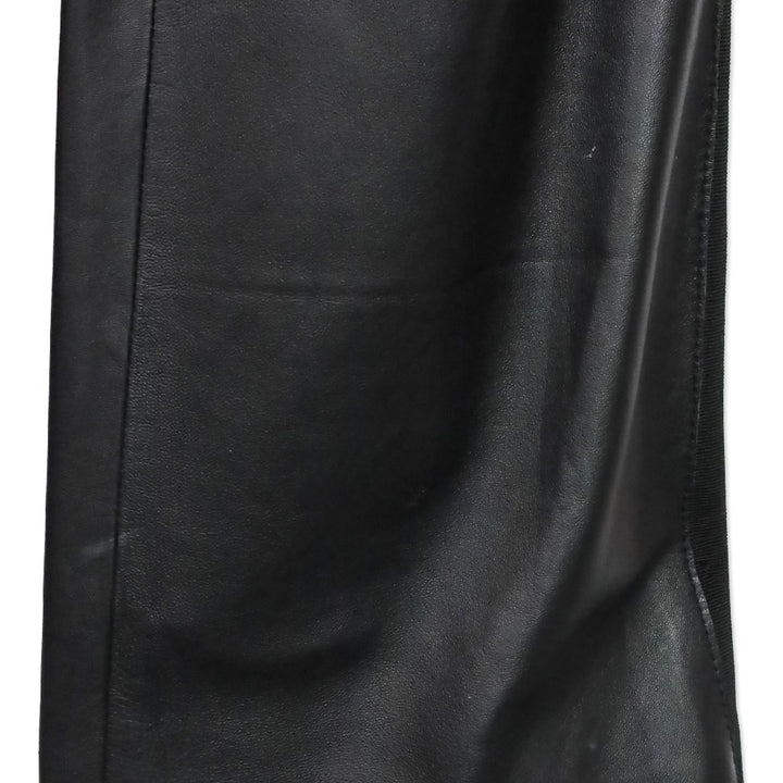Prada Black Mid-Rise Skinny Leather Pants with Ribbon Trim